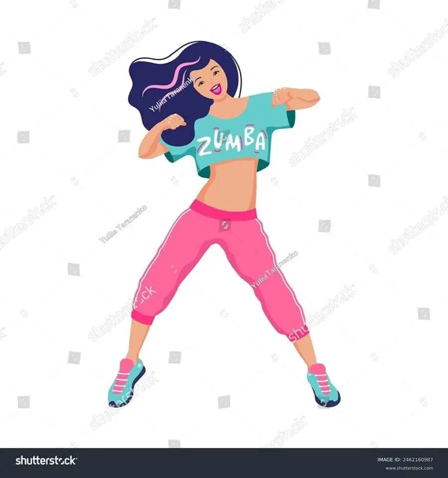 A purple haired girl strikes a pose.