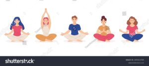 Several people striking yoga poses.